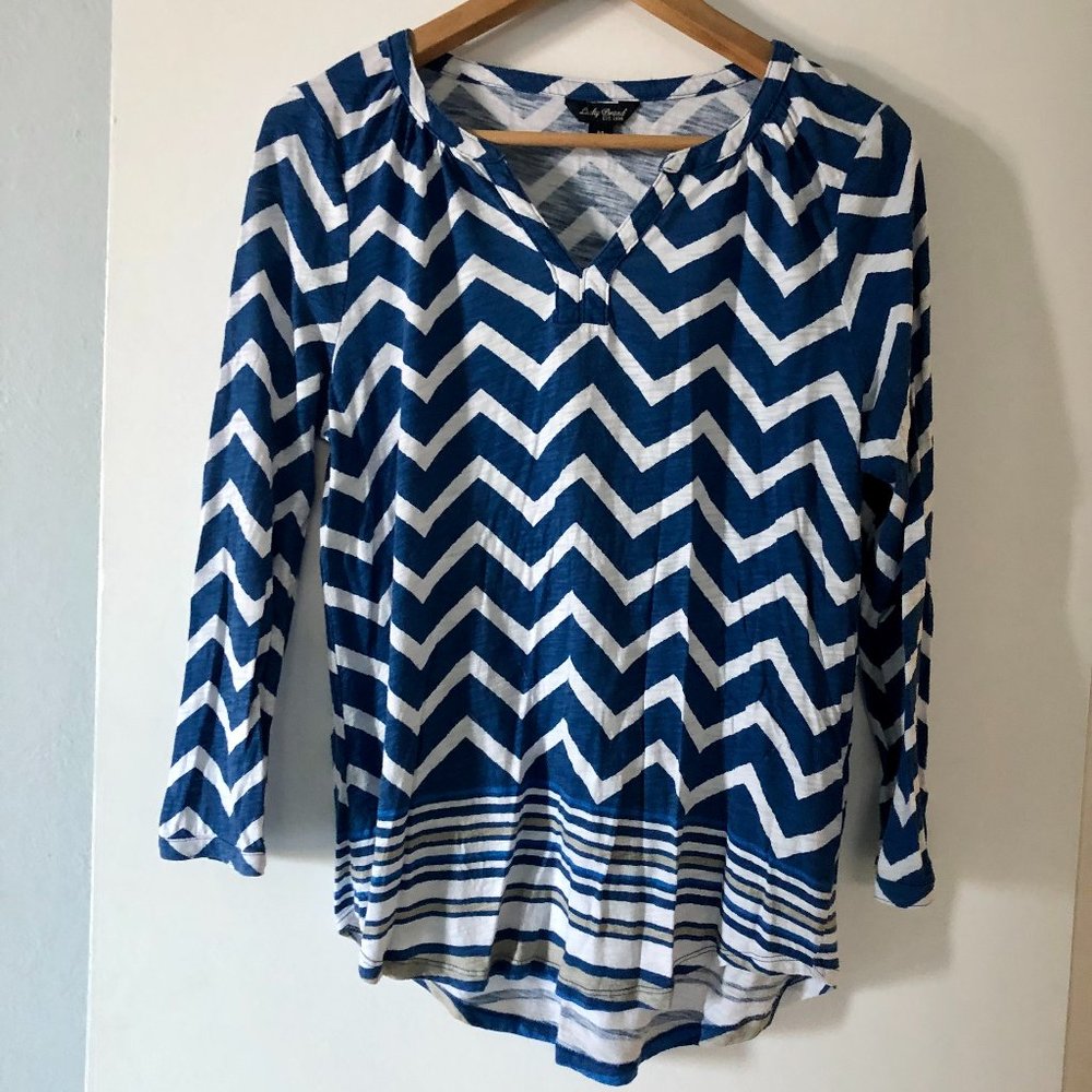 Lucky Brand, size medium, blue and white tunic